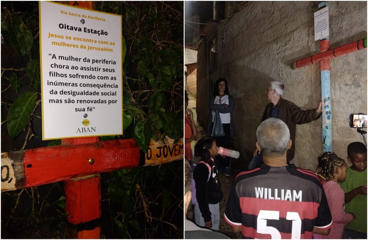 ‘via-sacra-da-periferia’:-mulheres-recriam-passos-de-jesus-ao-calvario-refletindo-sobre-‘cruzes’-carregadas-por-moradores-de-comunidades
