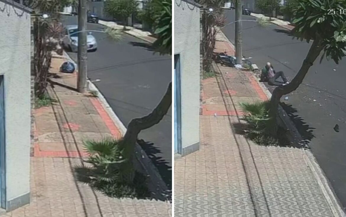 motorista-foge-apos-jogar-carro-contra-moto-na-calcada-em-ribeirao-preto;-vitima-atingiu-poste motorista-foge-apos-jogar-carro-contra-moto-na-calcada-em-ribeirao-preto;-vitima-atingiu-poste